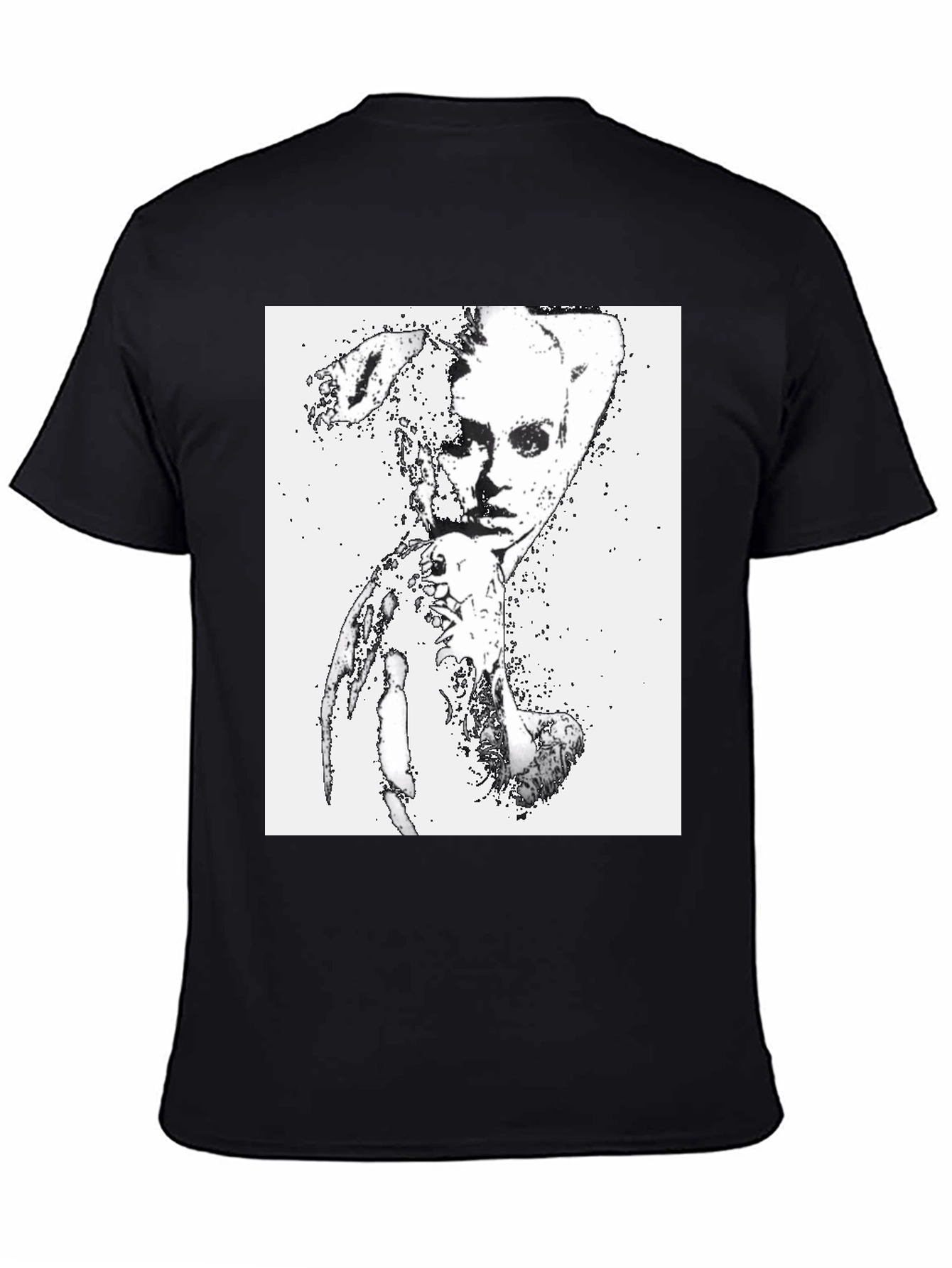 Camiseta Negra con Diseño Abstracto Mujer