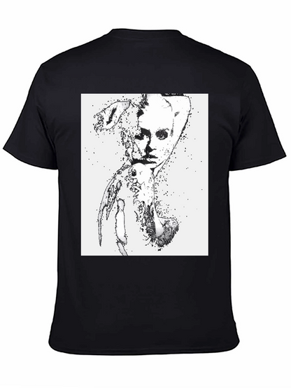 Camiseta Negra con Diseño Abstracto Mujer
