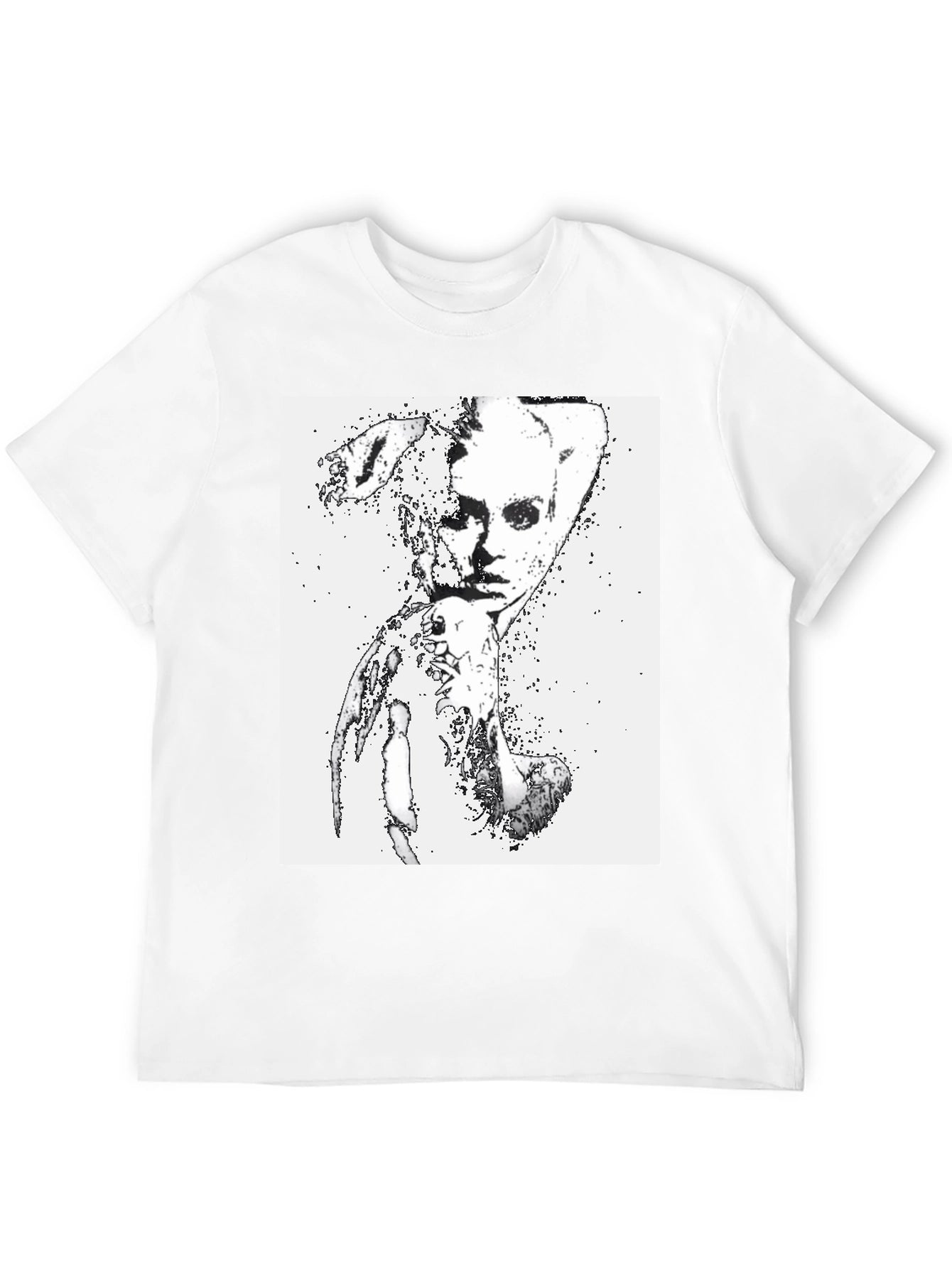 Camiseta Negra con Diseño Abstracto Mujer