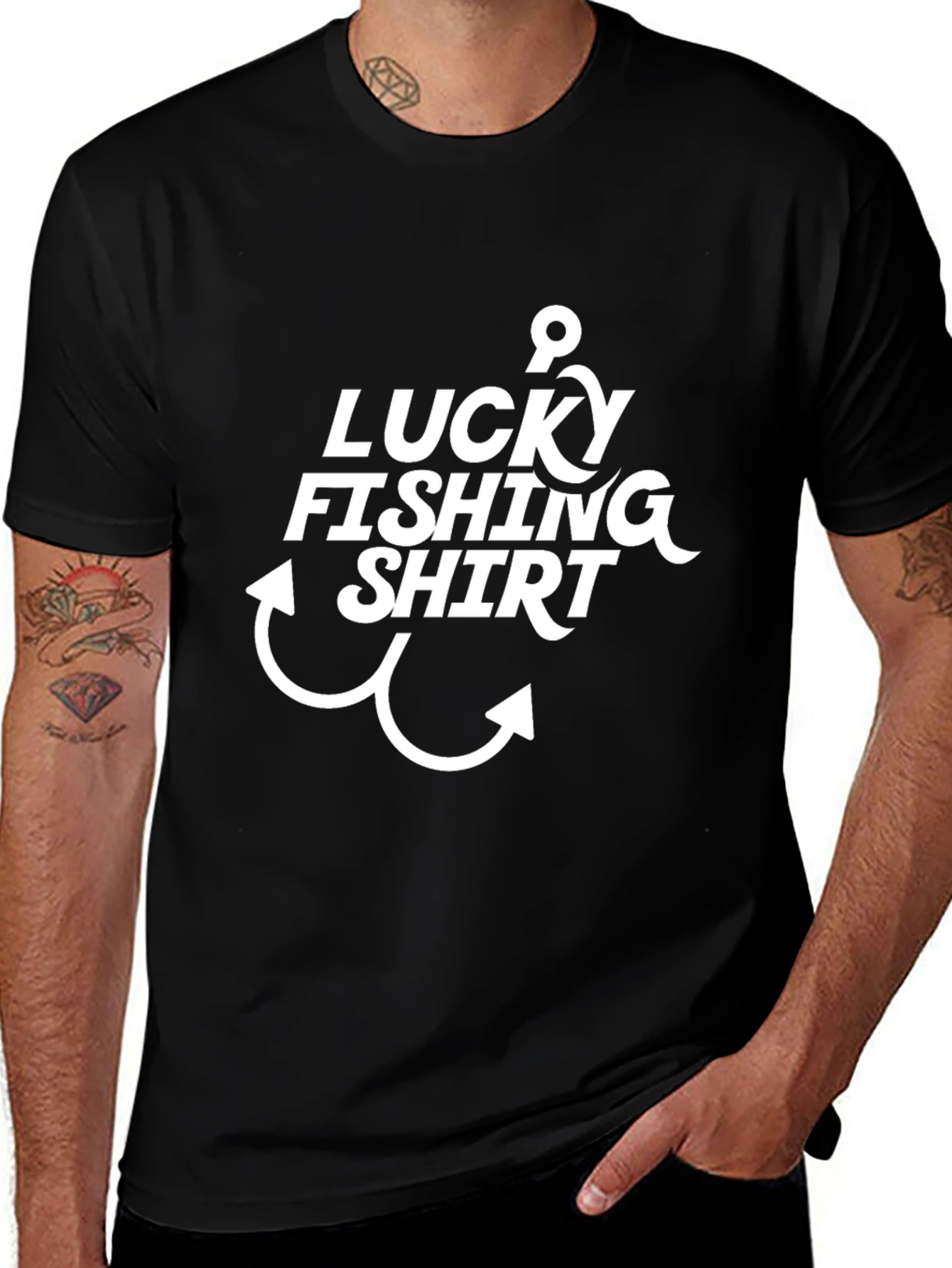 Camiseta Negra Pesca Afortunada