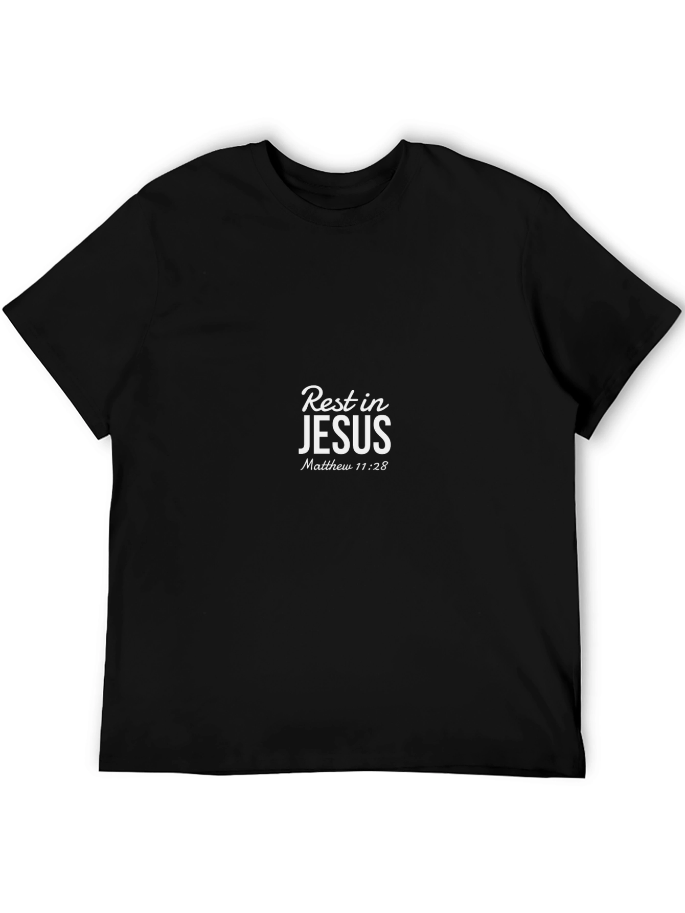 Camiseta Negra Rest in Jesus Matthew 11:28