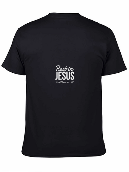 Camiseta Negra Rest in Jesus Matthew 11:28