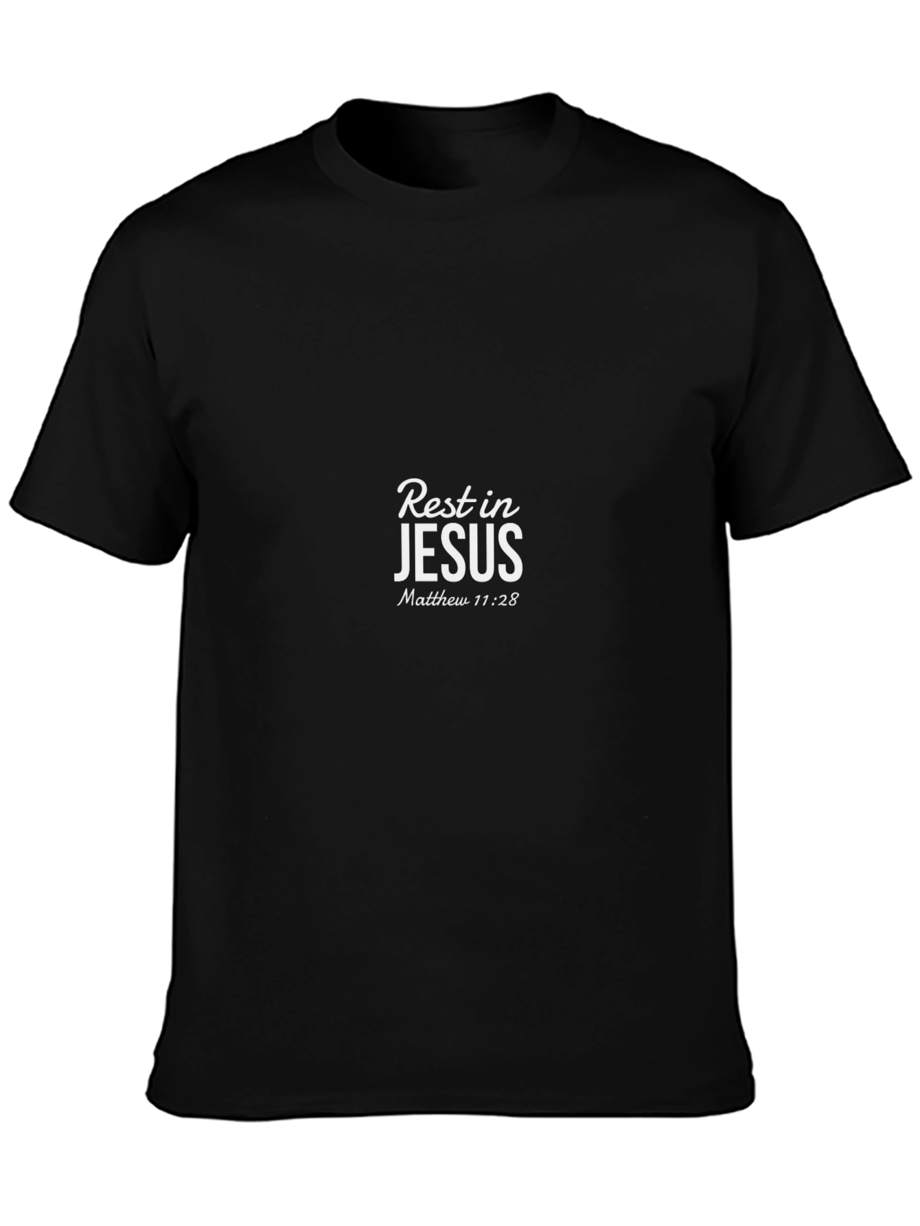 Camiseta Negra Rest in Jesus Matthew 11:28