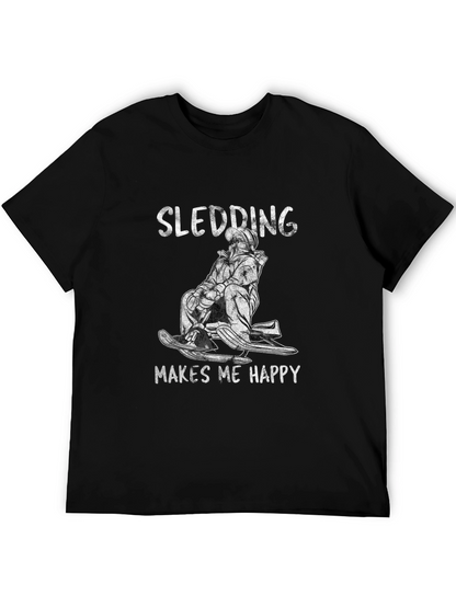 Camiseta Negra Sledding Makes Me Happy