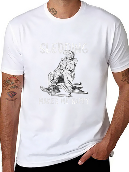 Camiseta Negra Sledding Makes Me Happy