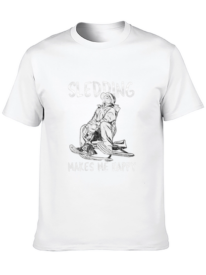 Camiseta Negra Sledding Makes Me Happy