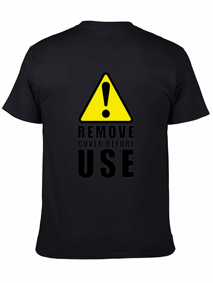 Camiseta Negra con Diseño de Advertencia
