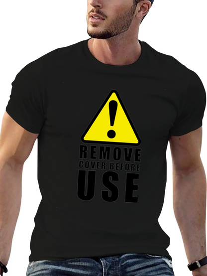 Camiseta Negra con Diseño de Advertencia