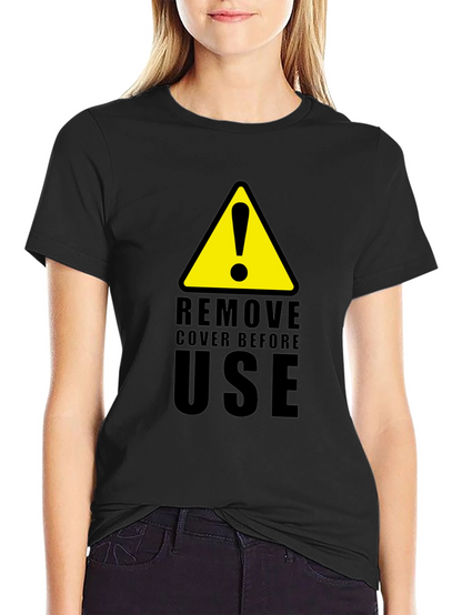 Camiseta Negra con Diseño de Advertencia