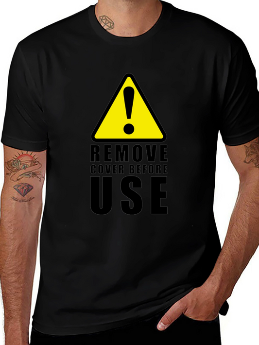 Camiseta Negra con Diseño de Advertencia