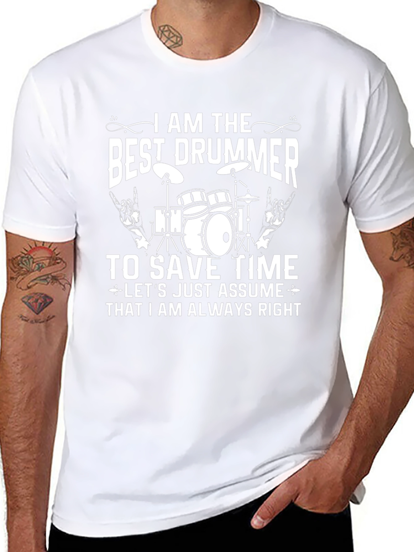 Camiseta Negra Best Drummer para Amantes de la Música