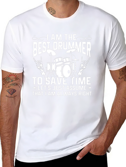 Camiseta Negra Best Drummer para Amantes de la Música