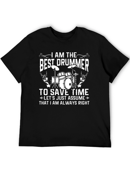 Camiseta Negra Best Drummer para Amantes de la Música