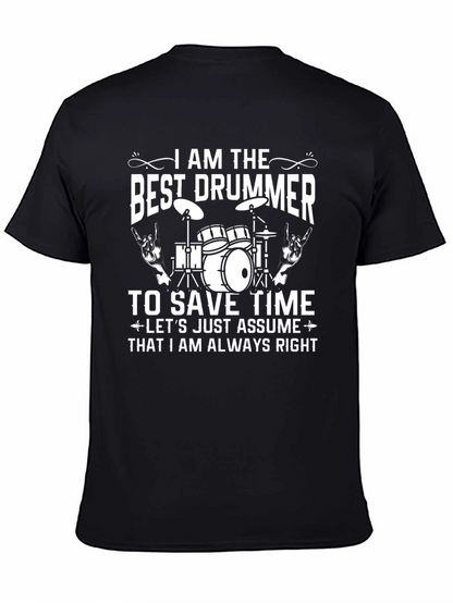 Camiseta Negra Best Drummer para Amantes de la Música