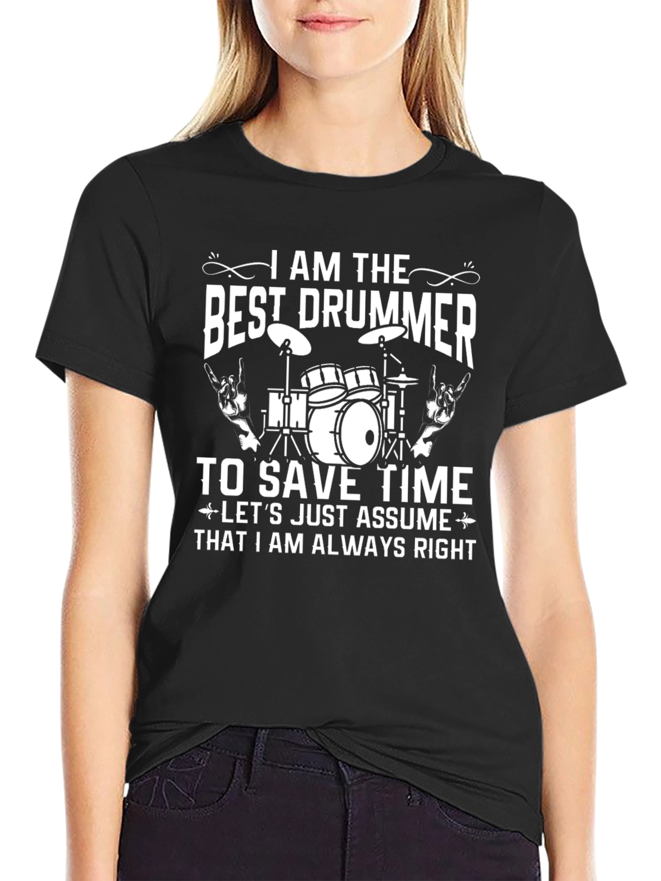 Camiseta Negra Best Drummer para Amantes de la Música