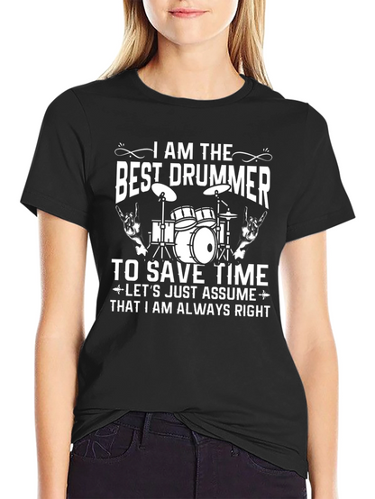 Camiseta Negra Best Drummer para Amantes de la Música