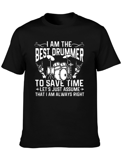 Camiseta Negra Best Drummer para Amantes de la Música