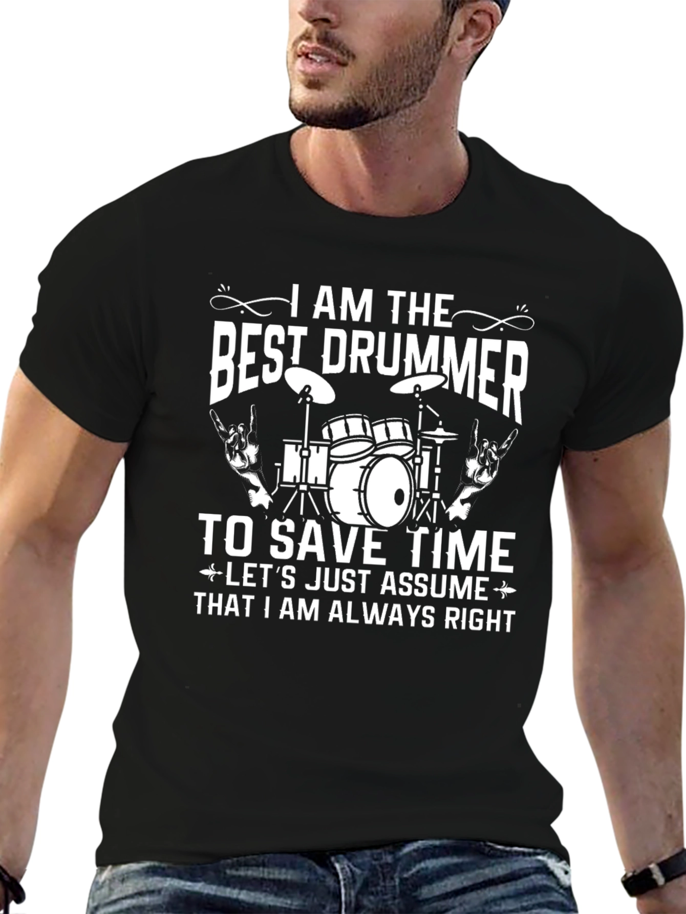 Camiseta Negra Best Drummer para Amantes de la Música