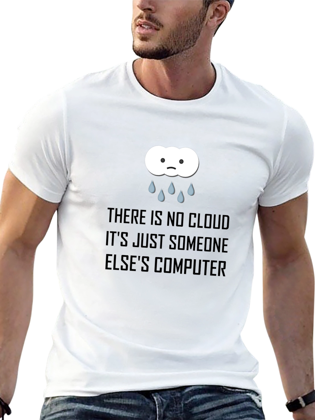 Camiseta Negra con Diseño de Nube Informática