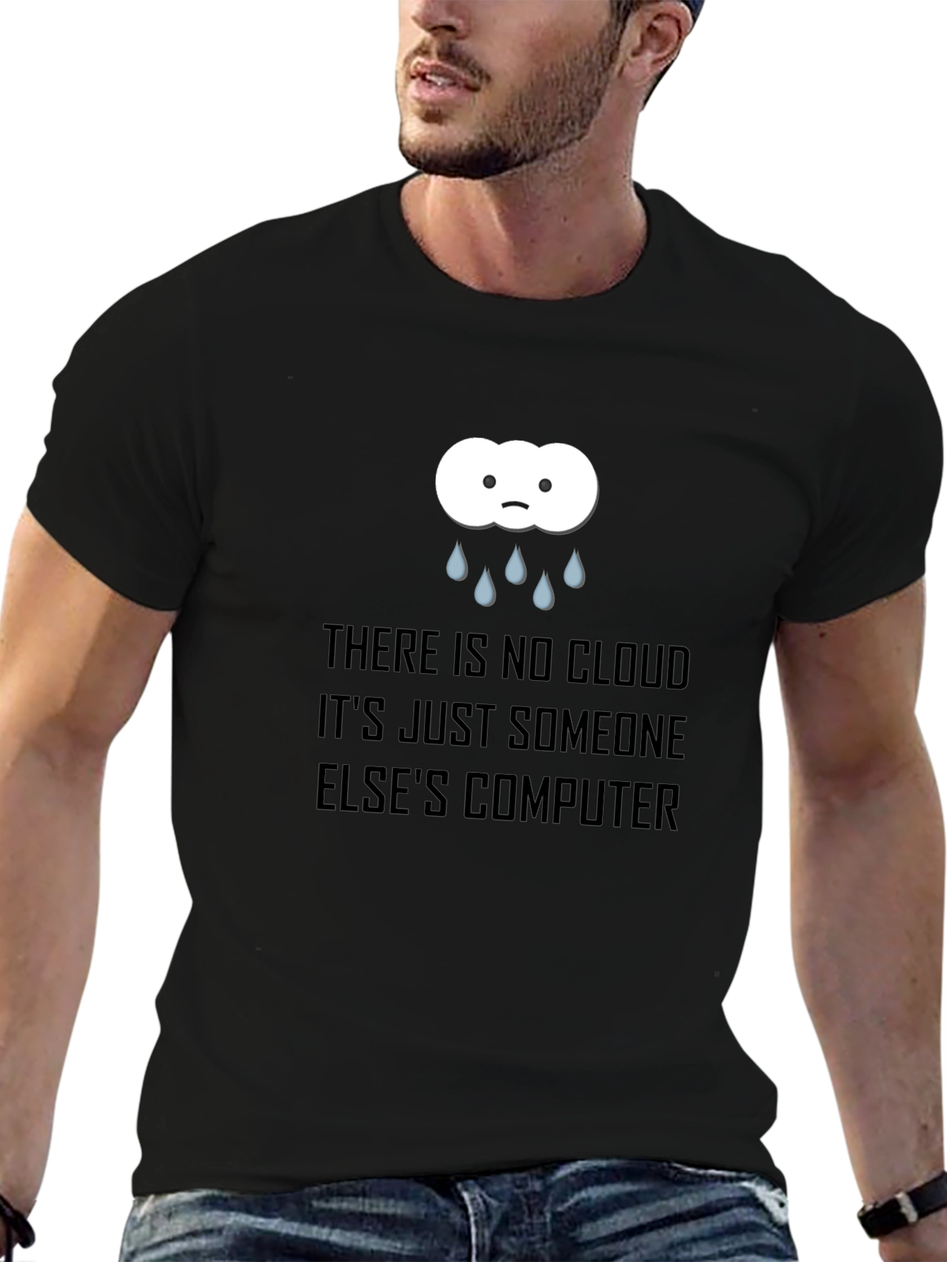 Camiseta Negra con Diseño de Nube Informática