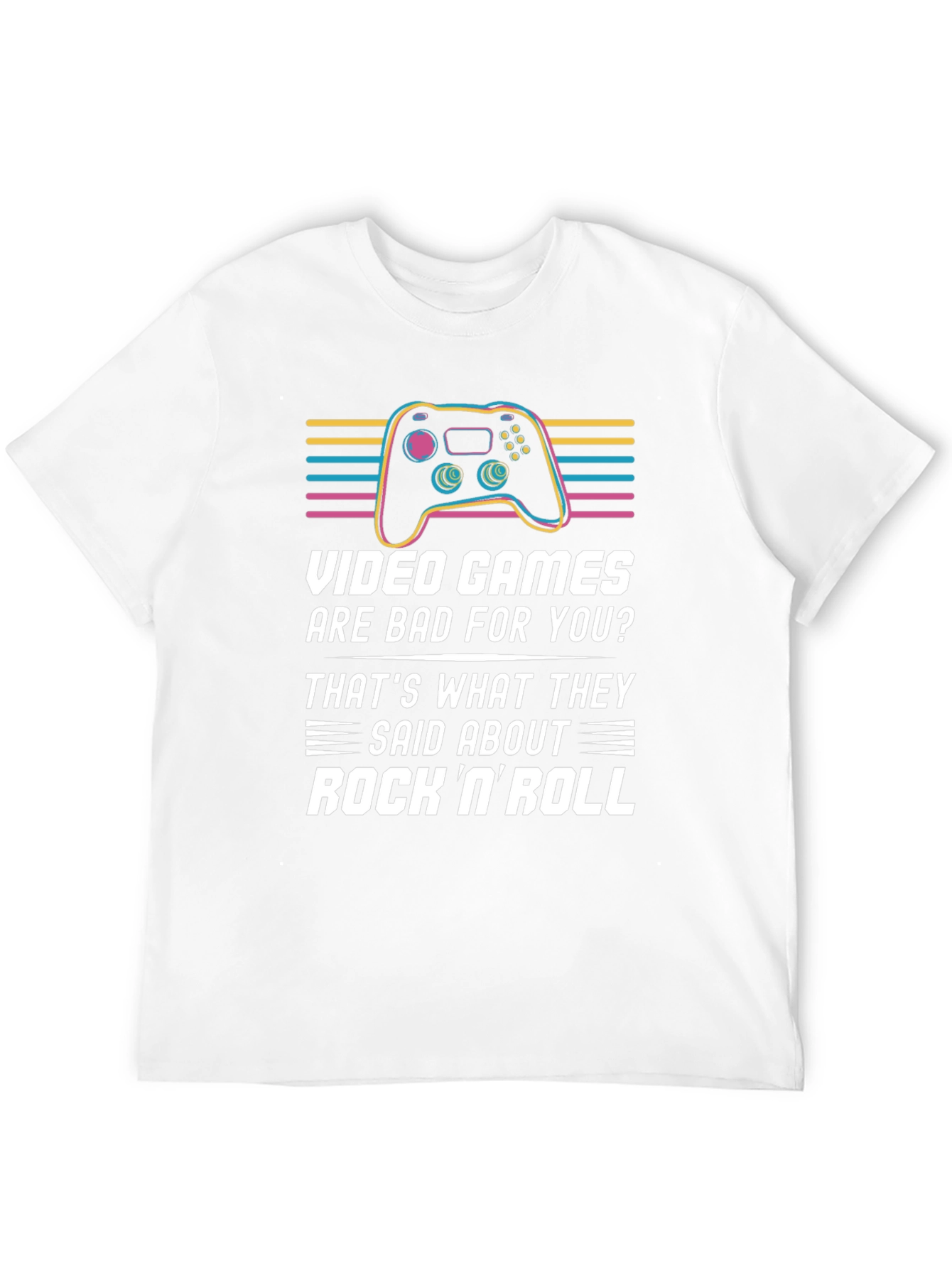 Camiseta Negra Gamer: Videojuegos vs. Rock N Roll