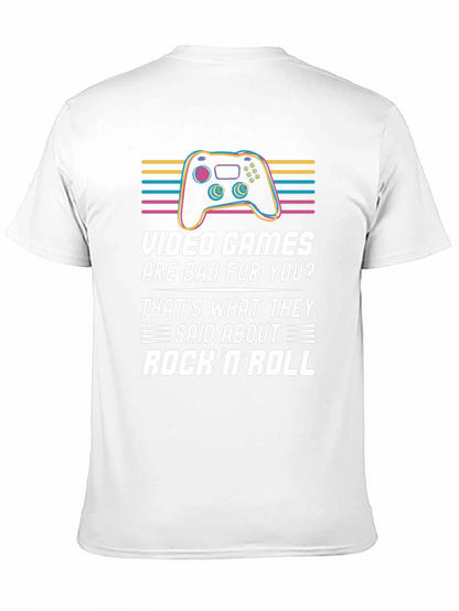 Camiseta Negra Gamer: Videojuegos vs. Rock N Roll