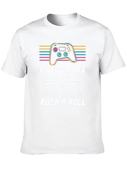 Camiseta Negra Gamer: Videojuegos vs. Rock N Roll