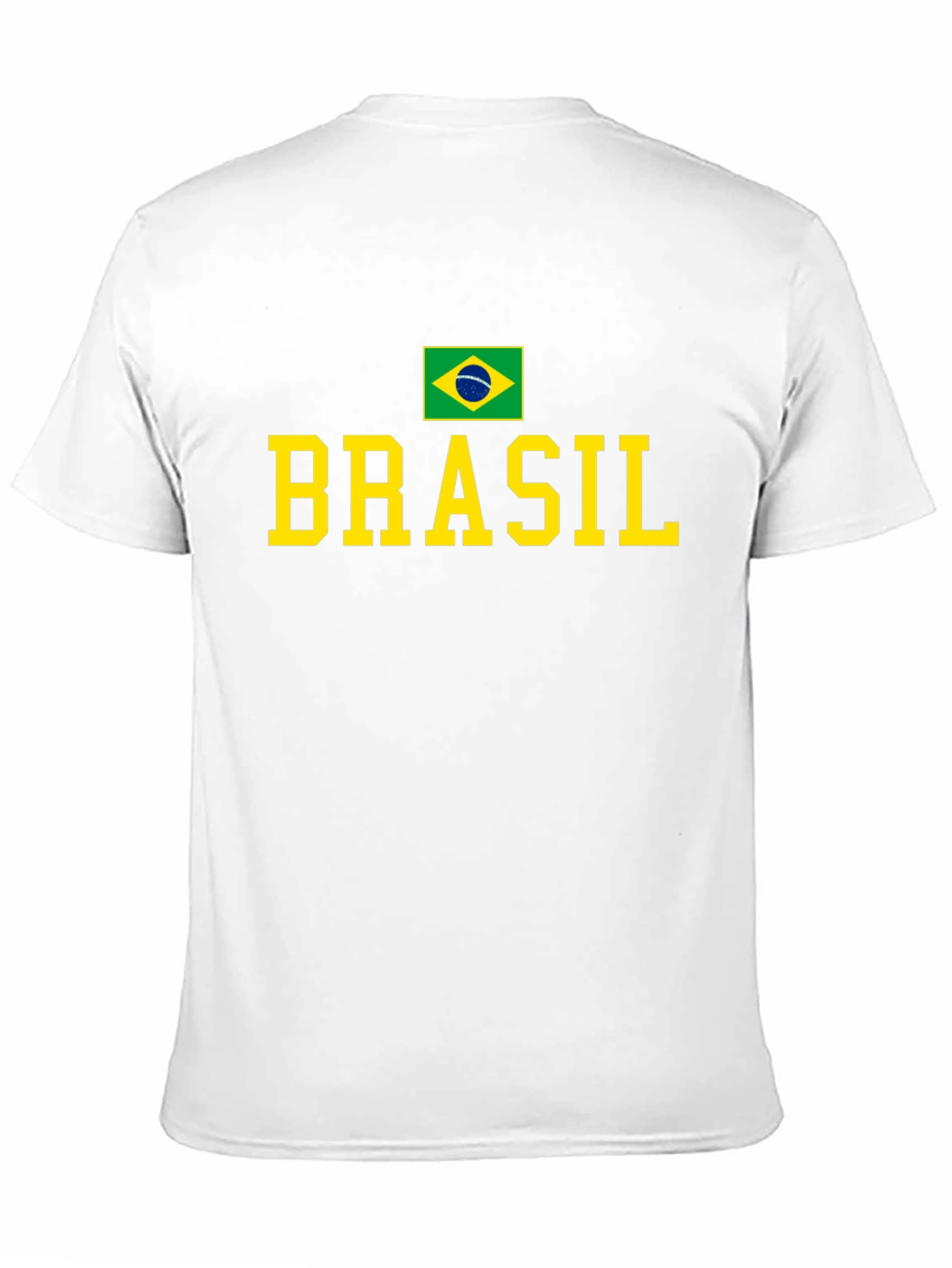 Camiseta Negra Brasil con Bandera y Letras Amarillas