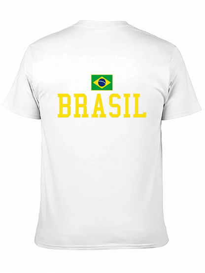 Camiseta Negra Brasil con Bandera y Letras Amarillas