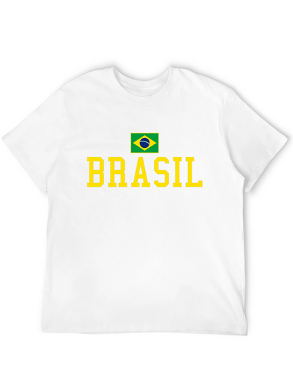 Camiseta Negra Brasil con Bandera y Letras Amarillas