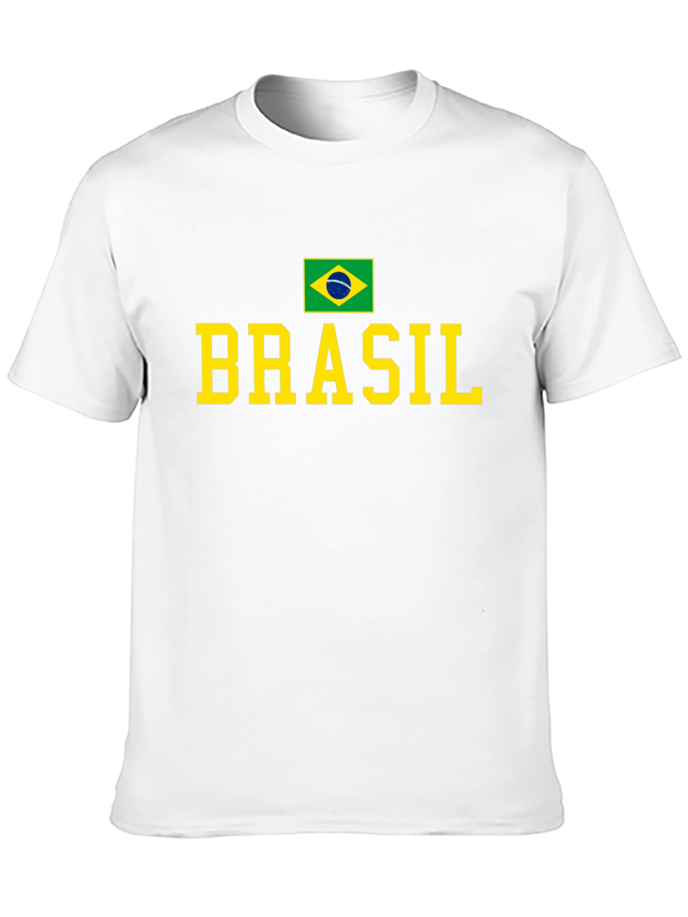 Camiseta Negra Brasil con Bandera y Letras Amarillas