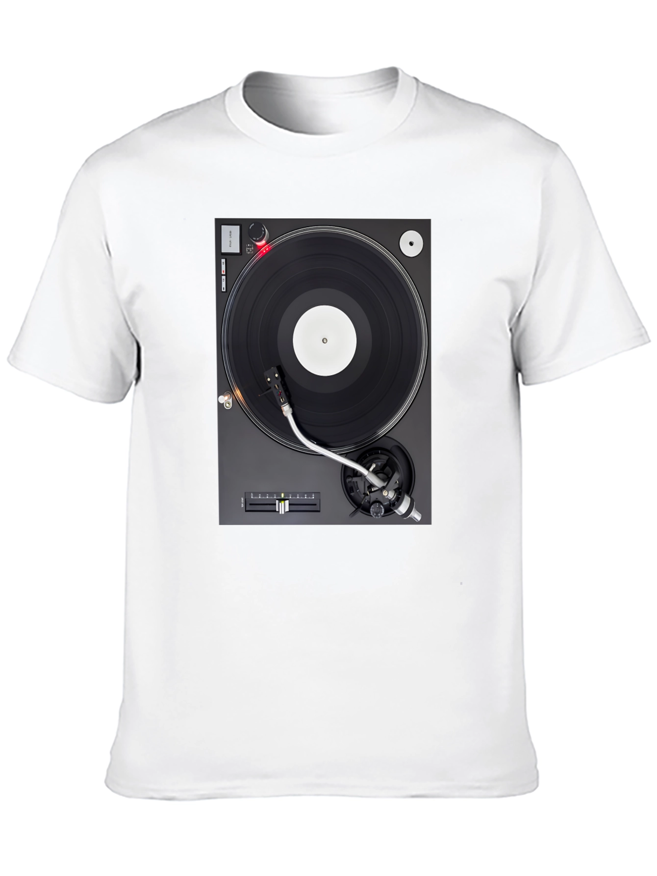 Camiseta Negra con Diseño de Tocadiscos