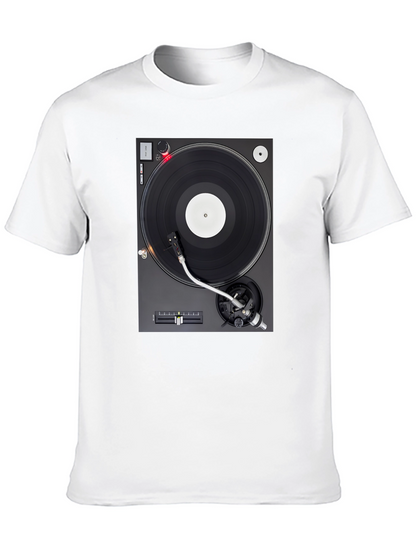 Camiseta Negra con Diseño de Tocadiscos