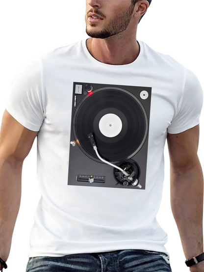 Camiseta Negra con Diseño de Tocadiscos
