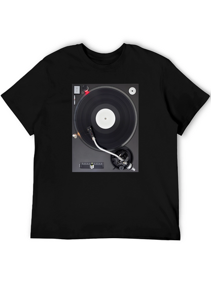 Camiseta Negra con Diseño de Tocadiscos