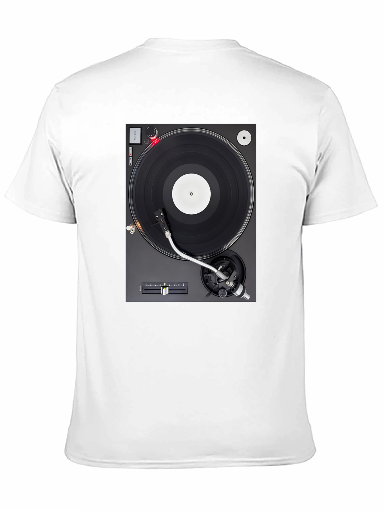 Camiseta Negra con Diseño de Tocadiscos