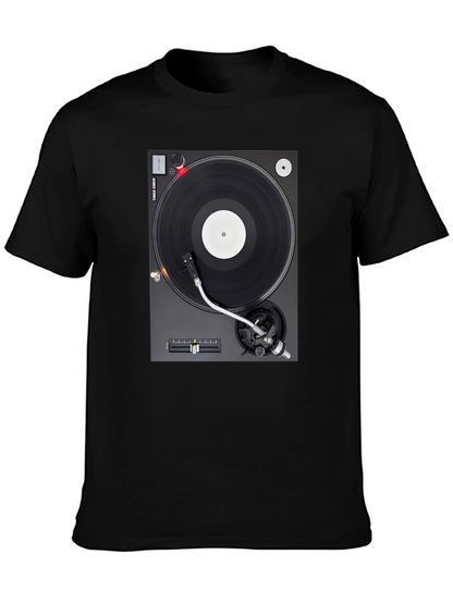 Camiseta Negra con Diseño de Tocadiscos