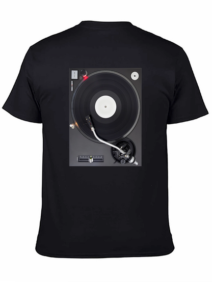 Camiseta Negra con Diseño de Tocadiscos