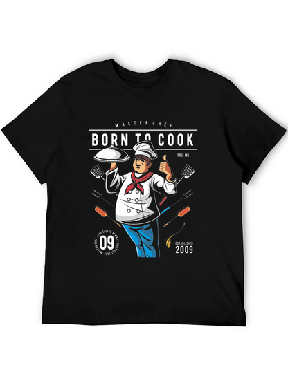 Camiseta Negra Born To Cook para Chef
