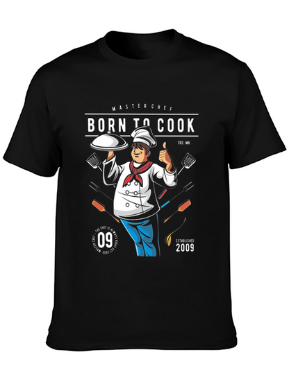 Camiseta Negra Born To Cook para Chef