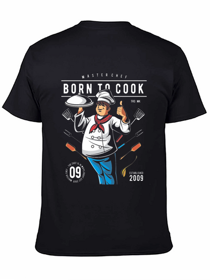 Camiseta Negra Born To Cook para Chef