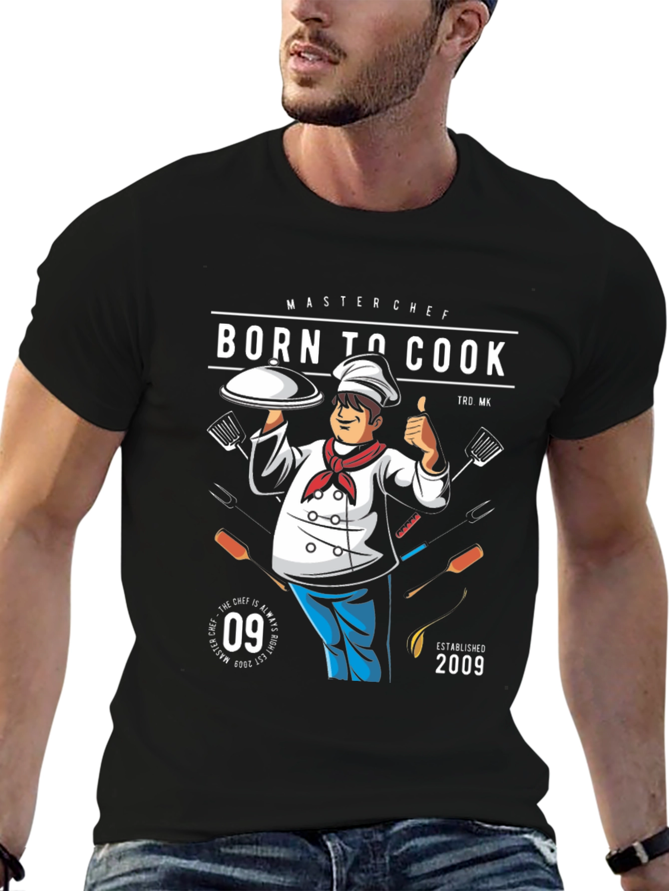 Camiseta Negra Born To Cook para Chef