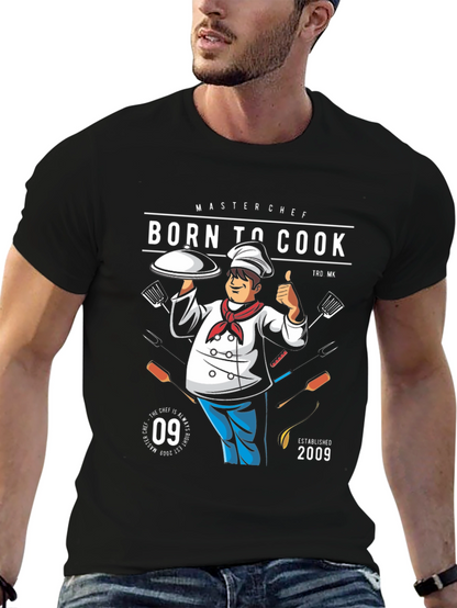 Camiseta Negra Born To Cook para Chef