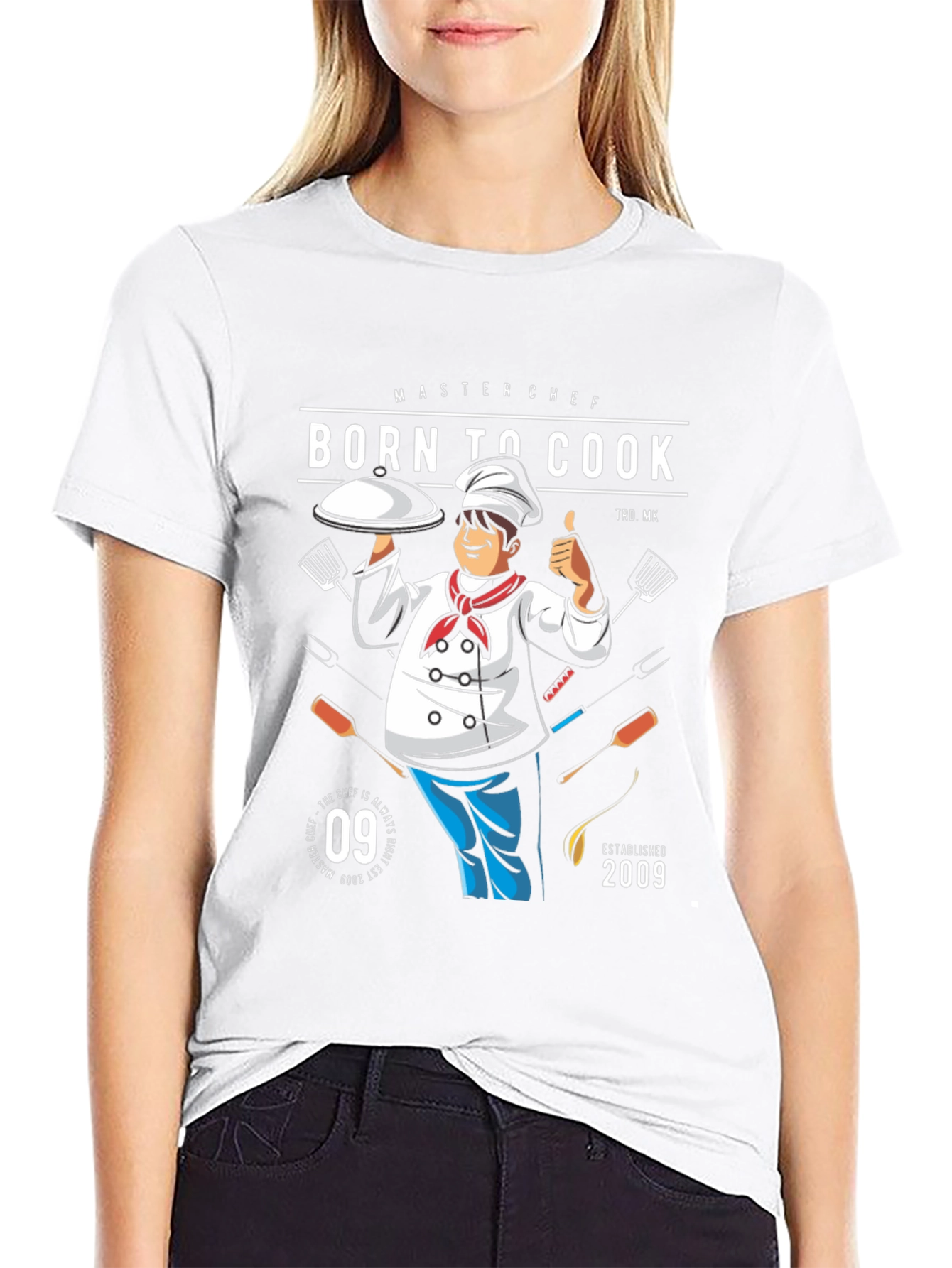 Camiseta Negra Born To Cook para Chef