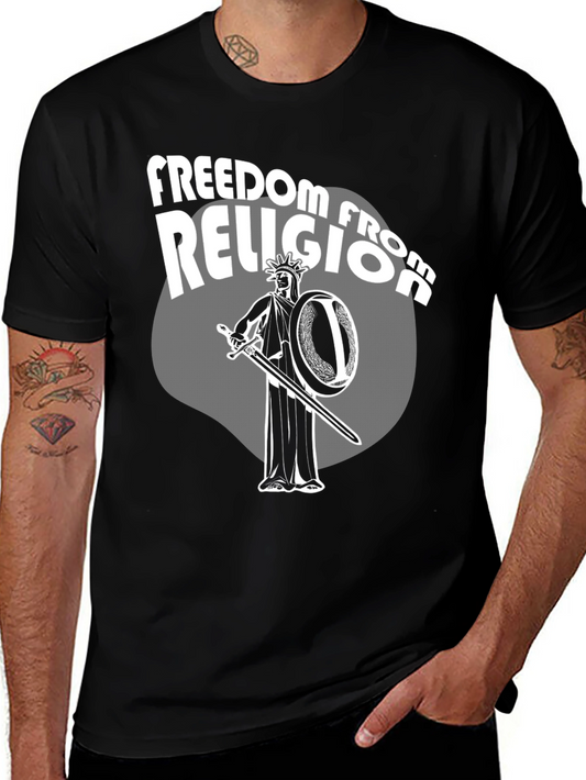 Camiseta Negra: Libertad de Religión con Estatua