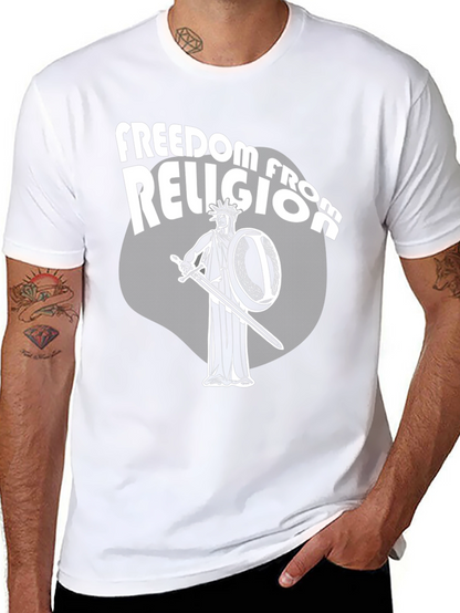 Camiseta Negra: Libertad de Religión con Estatua