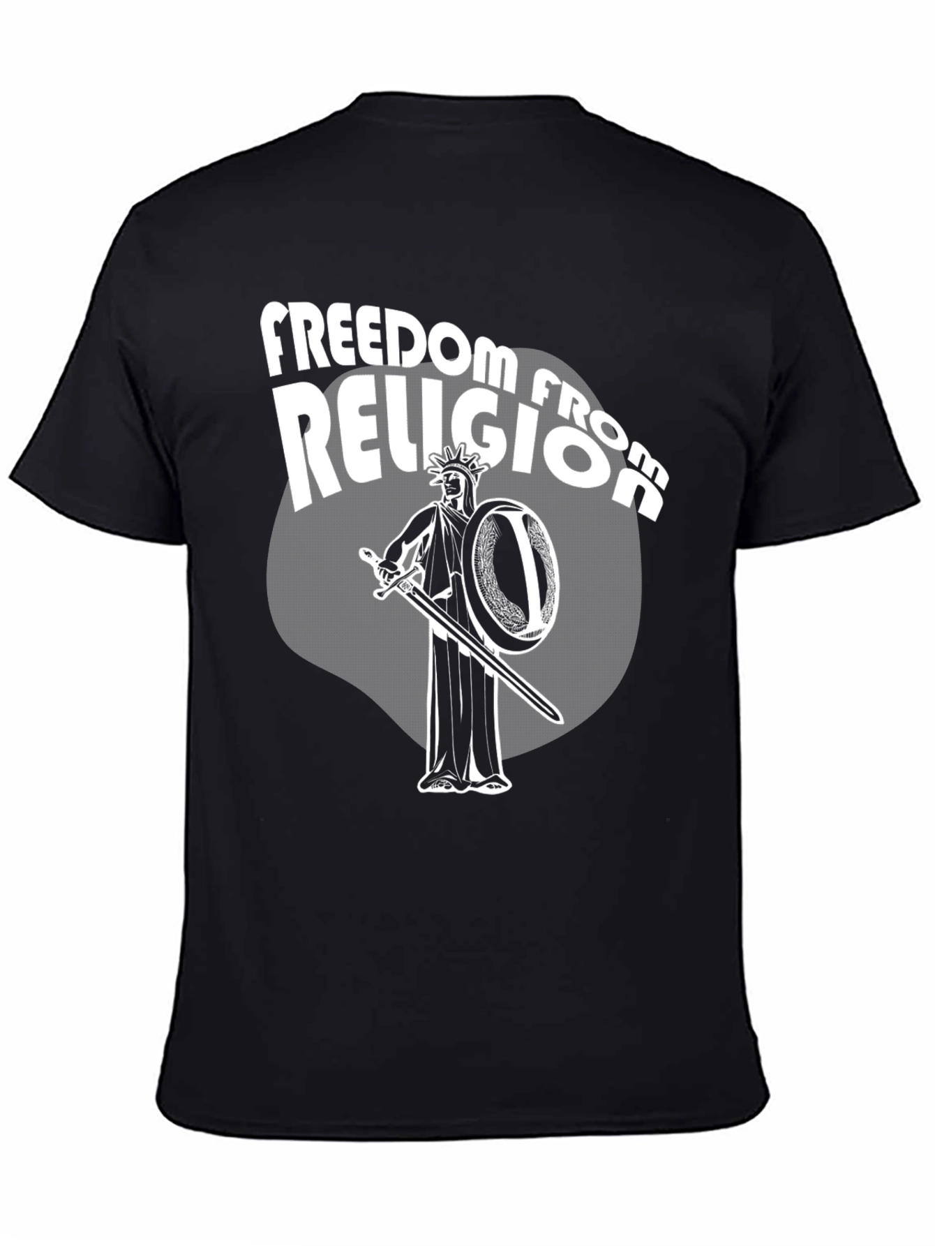 Camiseta Negra: Libertad de Religión con Estatua