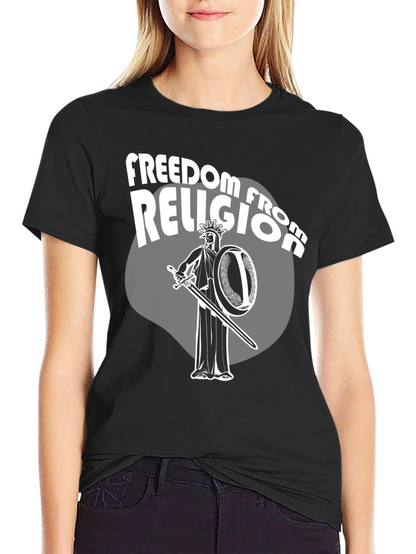 Camiseta Negra: Libertad de Religión con Estatua
