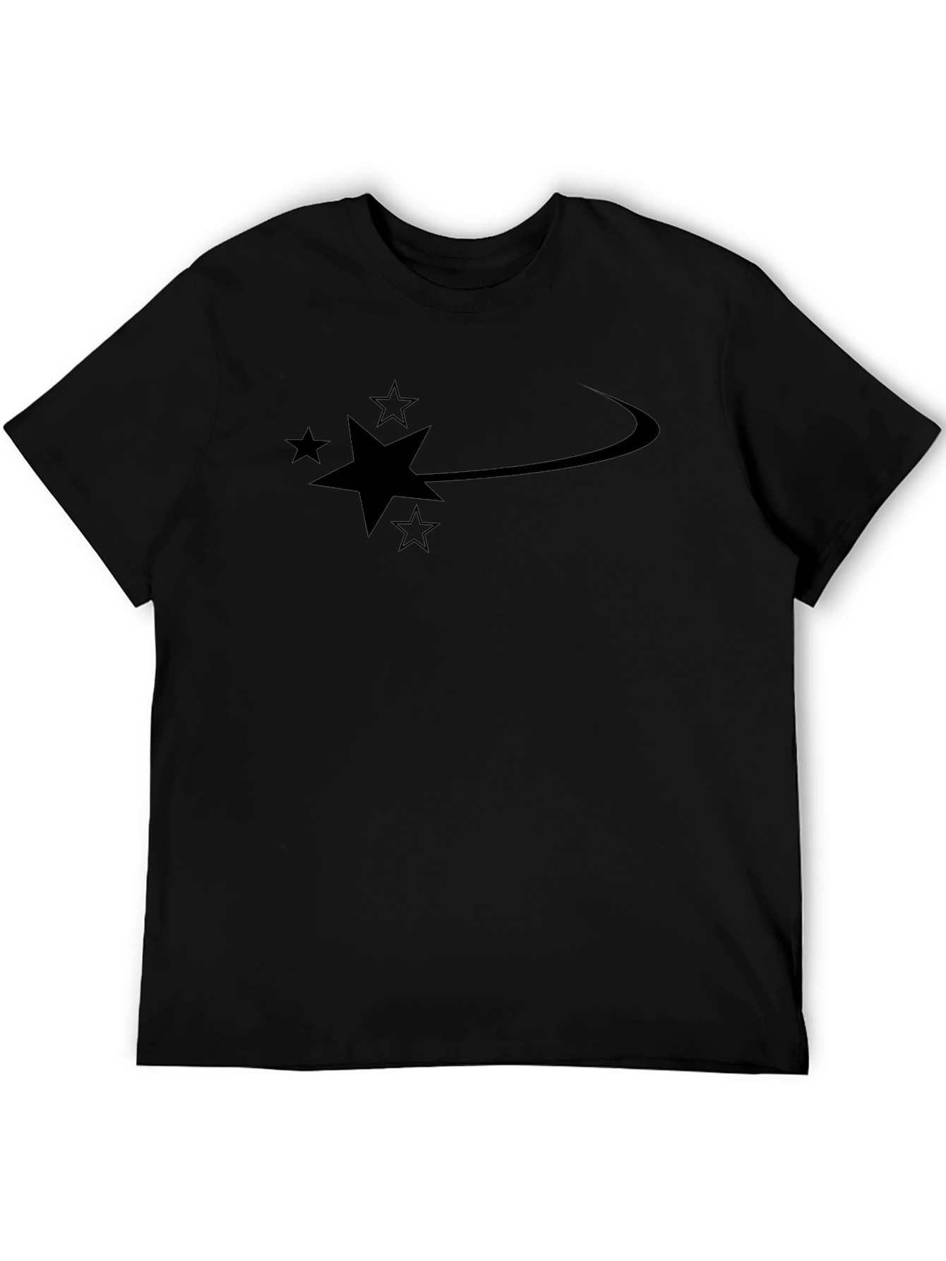 Camiseta Negra Hombre Diseño Estrellas