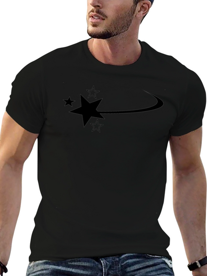 Camiseta Negra Hombre Diseño Estrellas